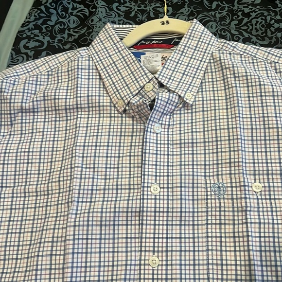 Wrangler George Strait Shirt Men XL White Blue Plaid Button Long Sleeve Western - Picture 4 of 8